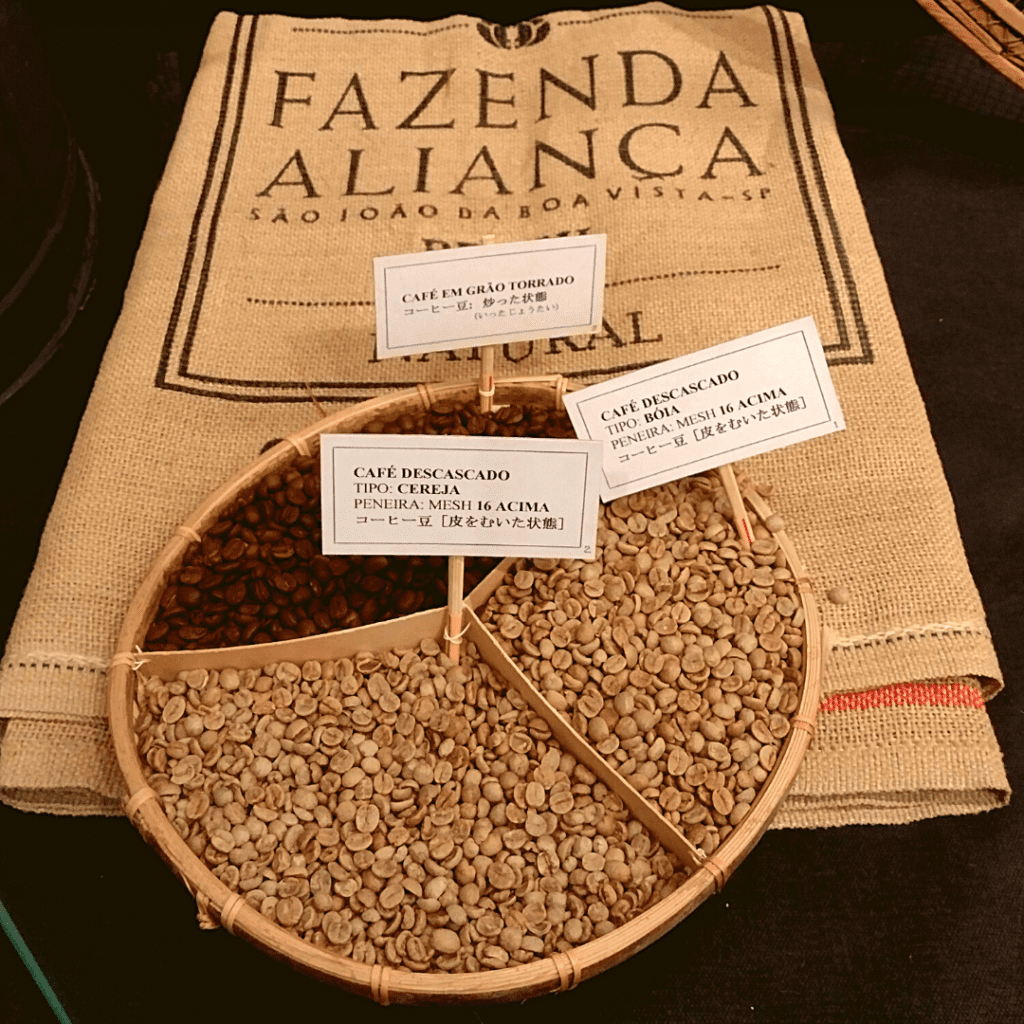 Grãos de café da Fazenda Aliança.