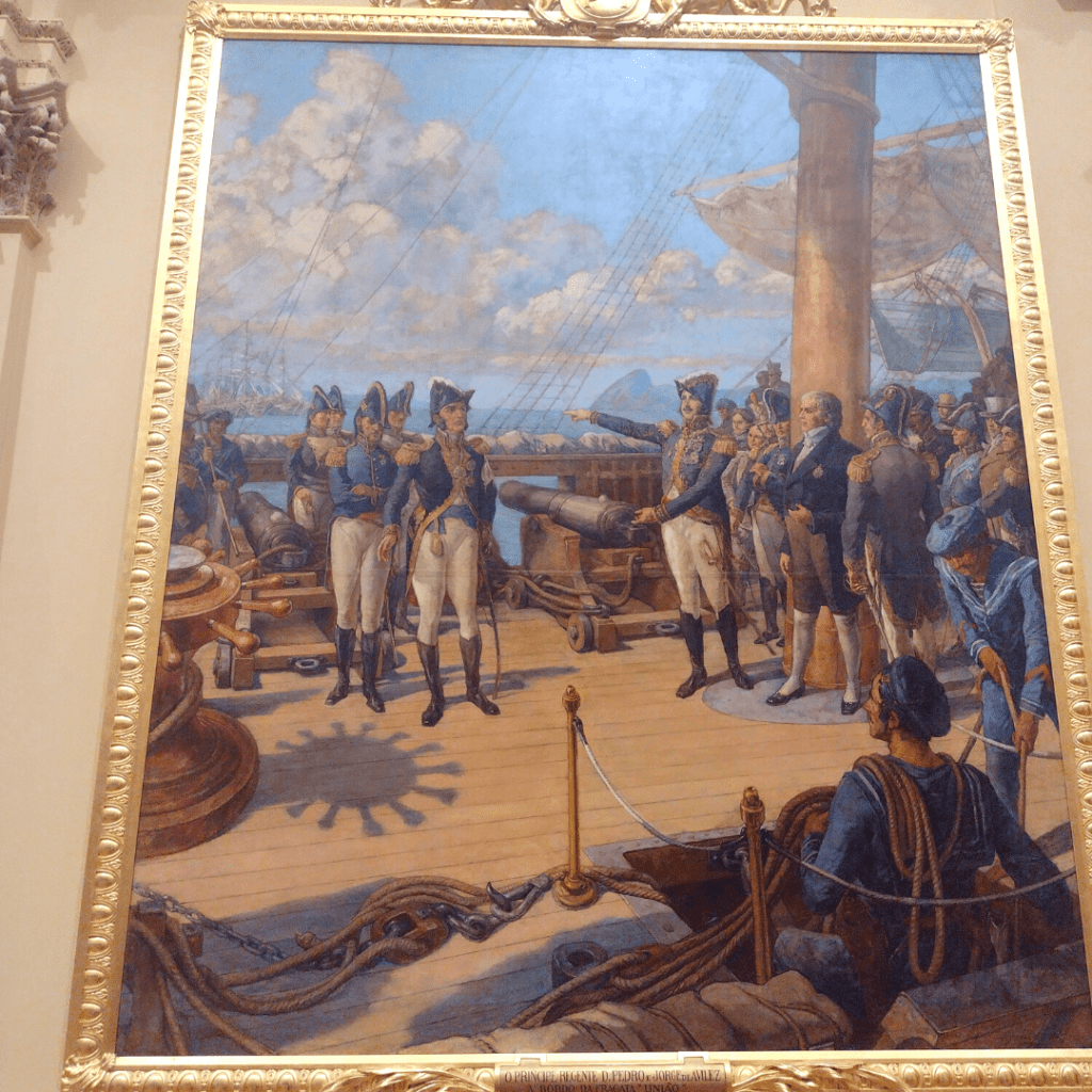 O príncipe D. Pedro I e Jorge Avilez a bordo do Fragata União